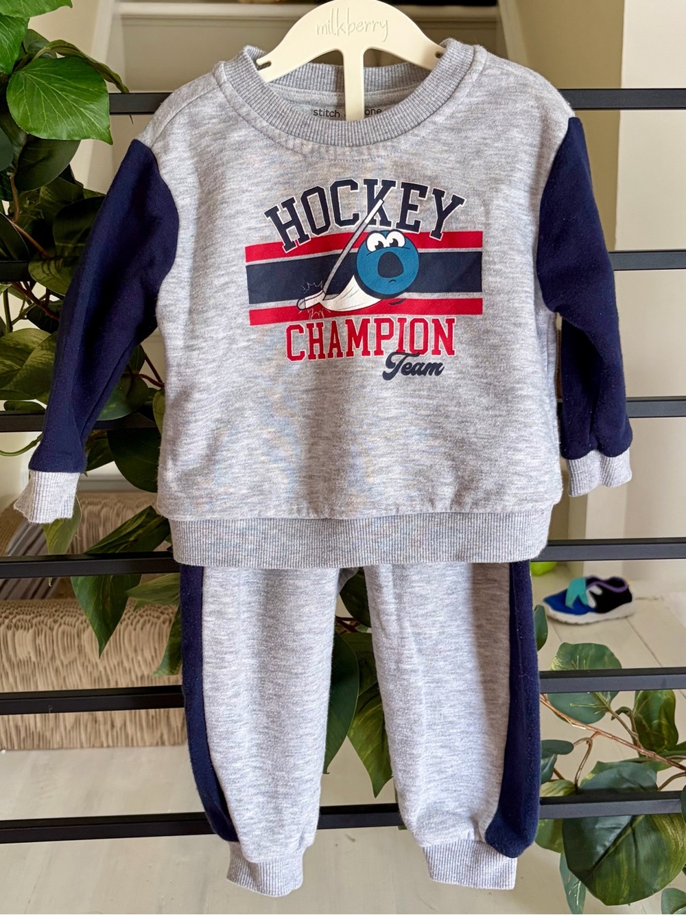 Stitch & Stone Baby Hockey Champion Team Fleece Sweatshirt Jogger Set 12M